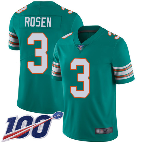 Nike Miami Dolphins #3 Josh Rosen Aqua Green Alternate Men Stitched NFL 100th Season Vapor Limited Jersey->miami dolphins->NFL Jersey